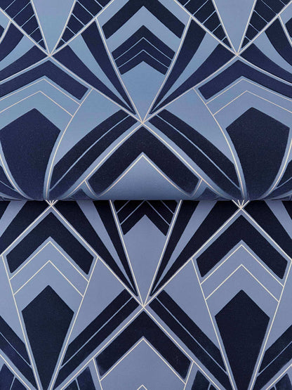 A-Street Prints Moderne Deco Allenby Wallpaper Sample - Indigo
