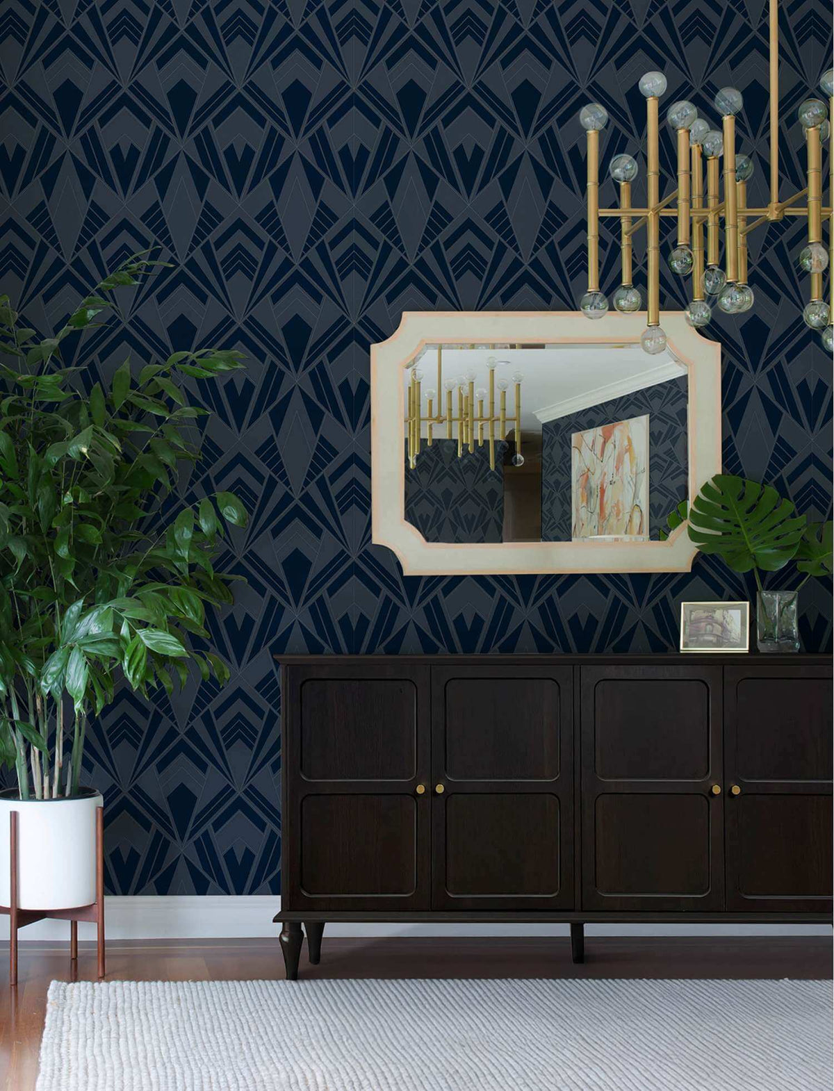 A-Street Prints Moderne Deco Allenby Wallpaper Sample - Indigo