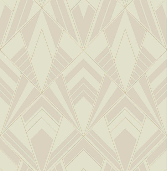 A-Street Prints Moderne Deco Allenby Flocked Wallpaper - Pearl