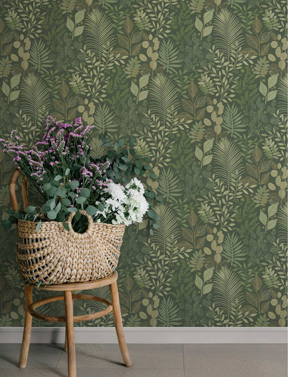 A-Street Prints Savanna Angslycka Forest Wallpaper Sample - Dark Green