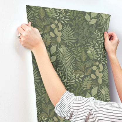 A-Street Prints Savanna Angslycka Forest Wallpaper Sample - Dark Green
