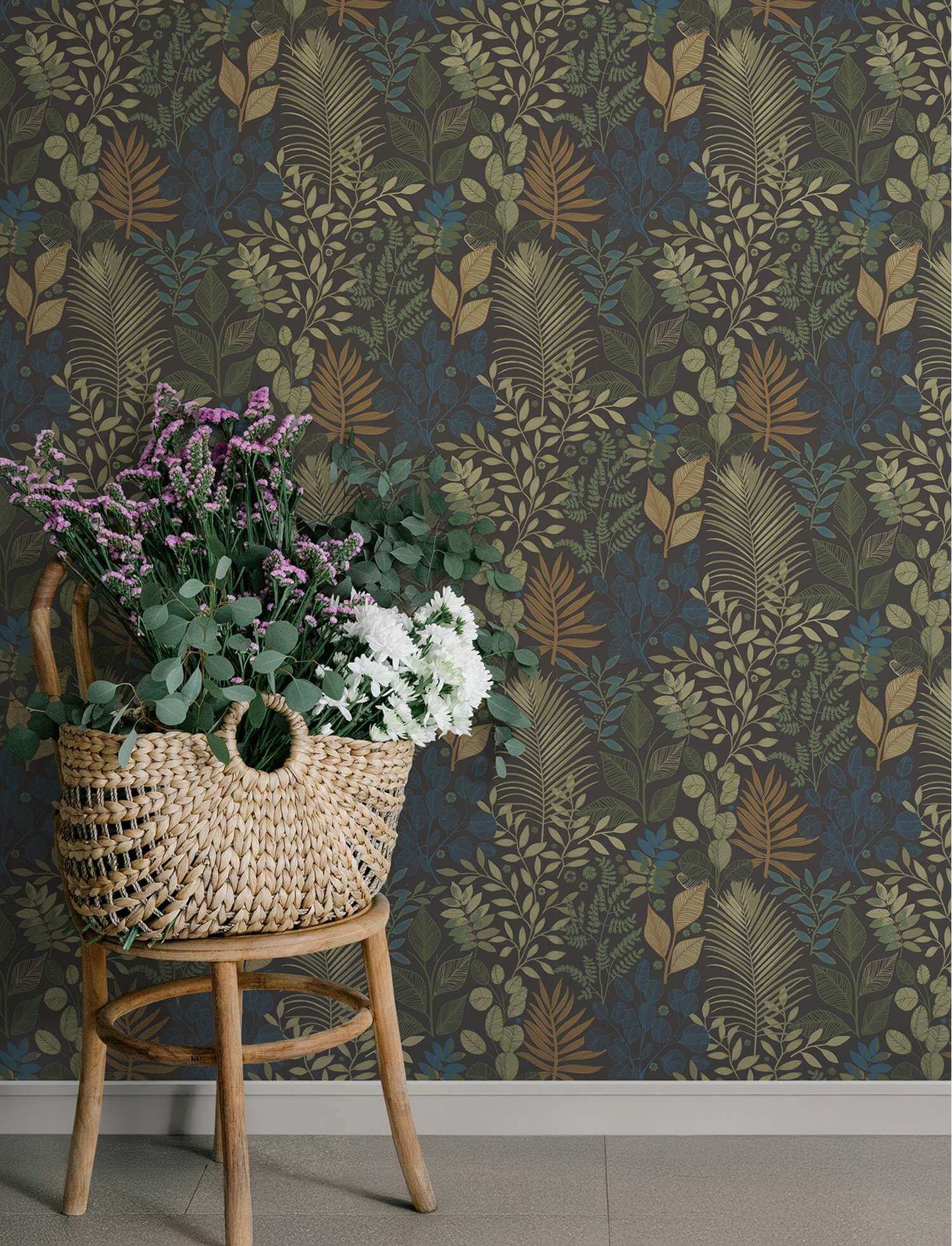 A-Street Prints Savanna Angslycka Forest Wallpaper Sample - Charcoal
