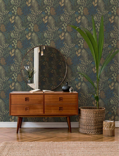 A-Street Prints Savanna Angslycka Forest Wallpaper Sample - Charcoal