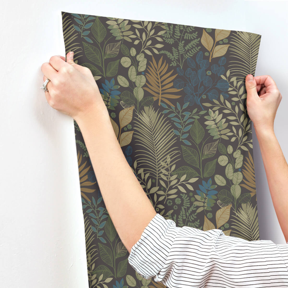 A-Street Prints Savanna Angslycka Forest Wallpaper Sample - Charcoal