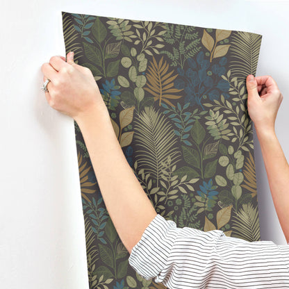A-Street Prints Savanna Angslycka Forest Wallpaper Sample - Charcoal