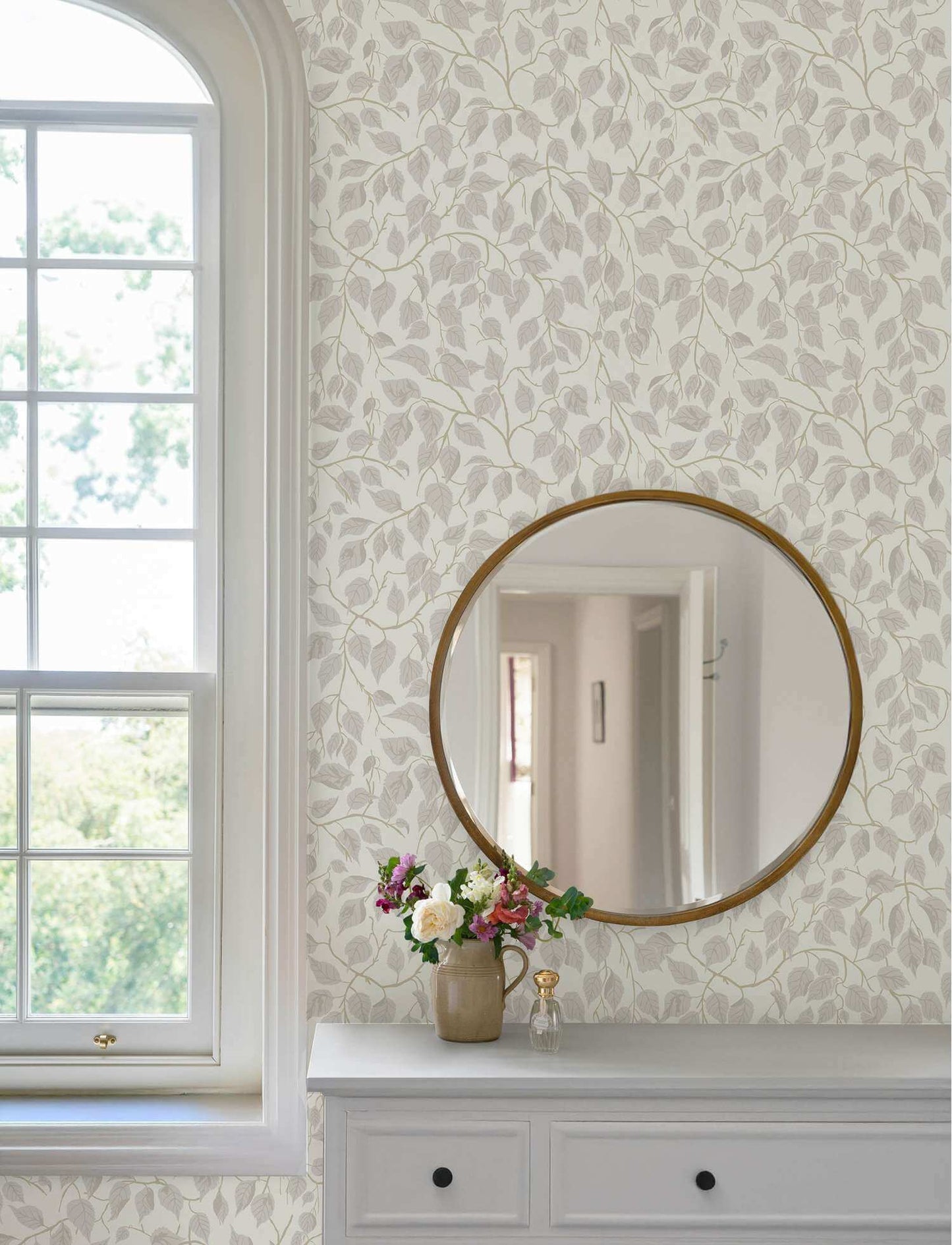 A-Street Prints Savanna Hangbjork Vine Wallpaper - Dove