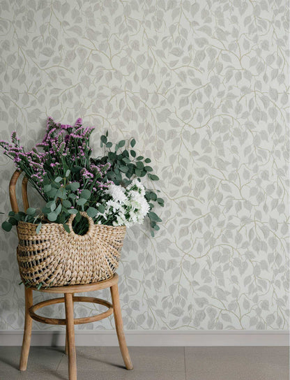 A-Street Prints Savanna Hangbjork Vine Wallpaper - Dove