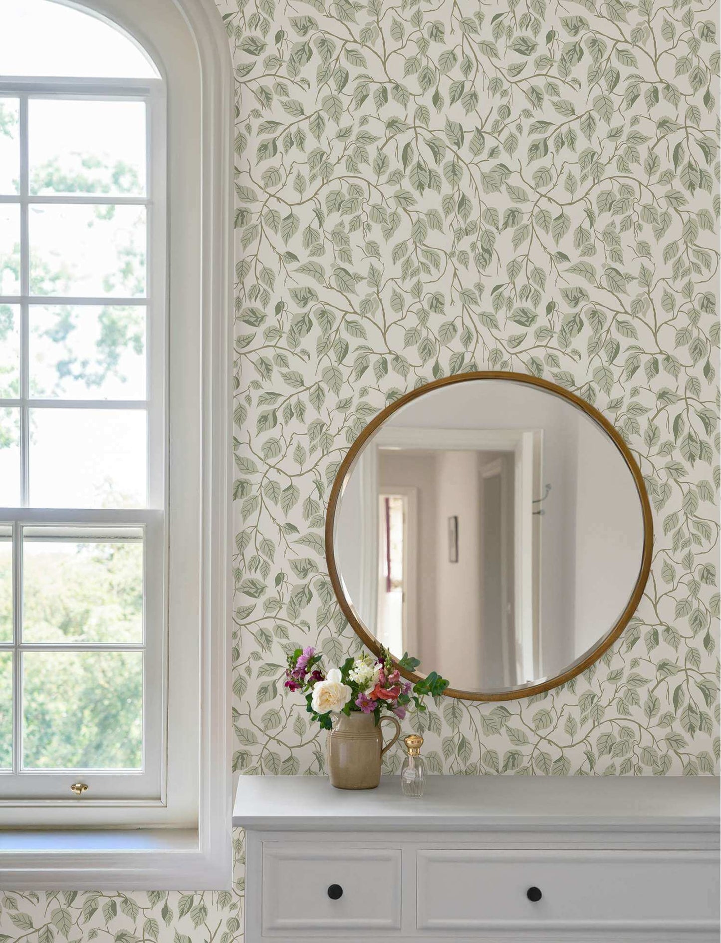 A-Street Prints Savanna Hangbjork Vine Wallpaper Sample - Sage