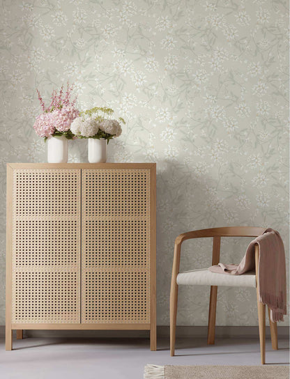 A-Street Prints Savanna Paradis Bouquet Wallpaper Sample - Dove