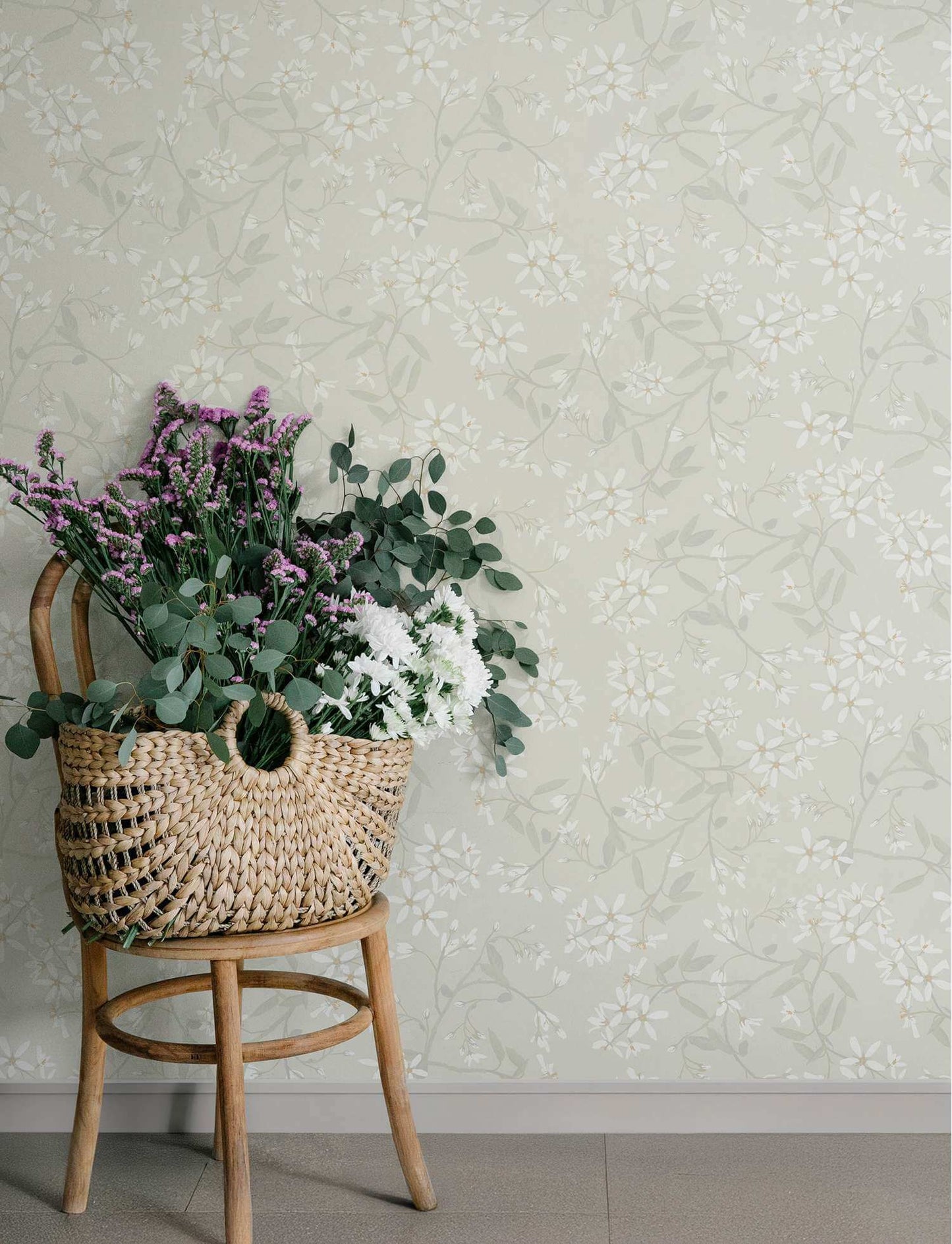 A-Street Prints Savanna Paradis Bouquet Wallpaper Sample - Dove