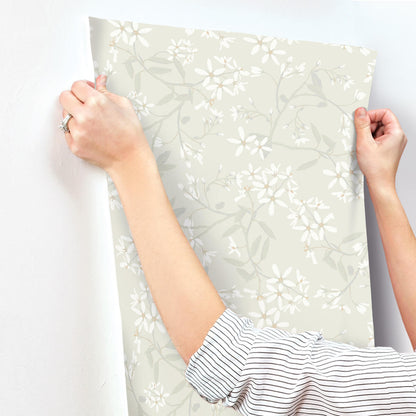 A-Street Prints Savanna Paradis Bouquet Wallpaper Sample - Dove