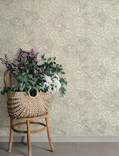 A-Street Prints Savanna Paradis Bouquet Wallpaper - Beige