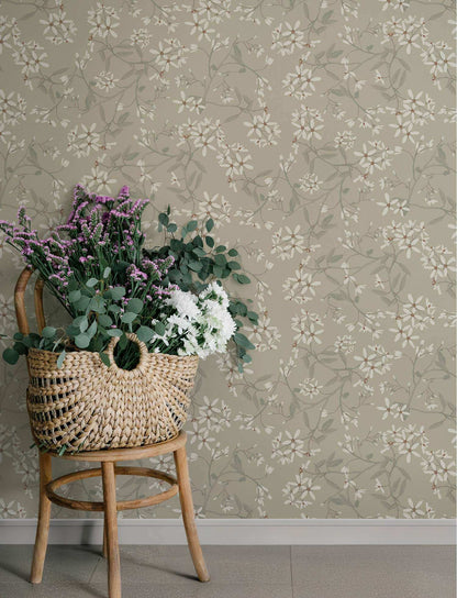 A-Street Prints Savanna Paradis Bouquet Wallpaper - Grey