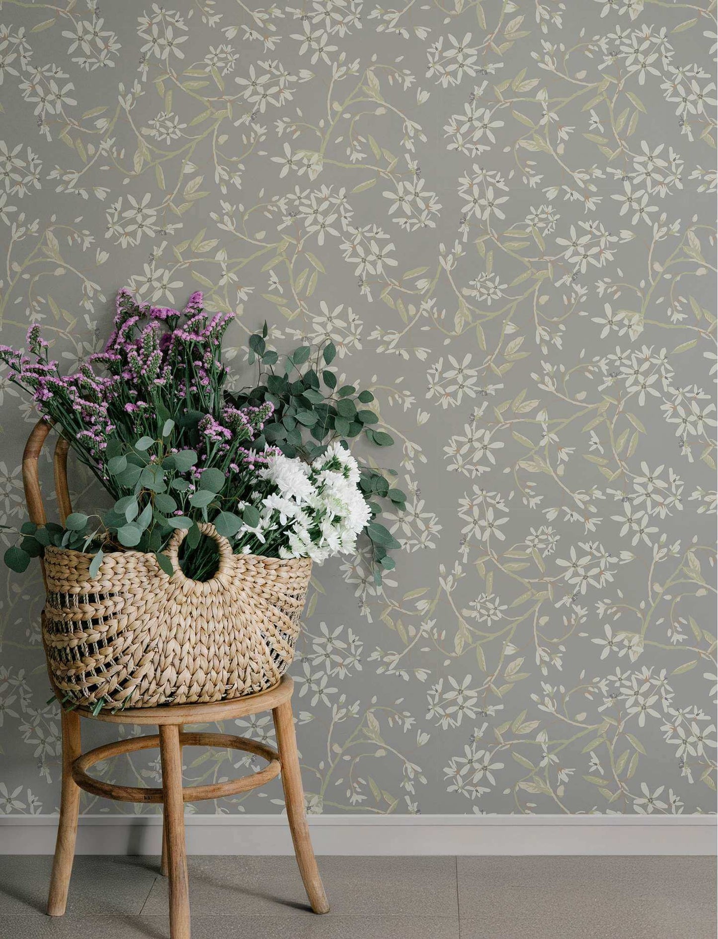 A-Street Prints Savanna Paradis Bouquet Wallpaper Sample - Slate