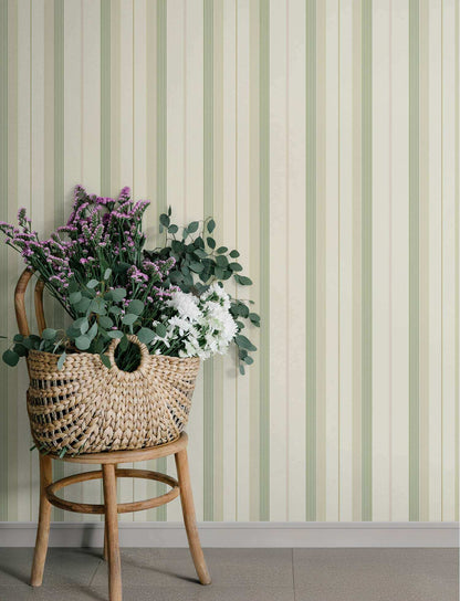 A-Street Prints Savanna Herrgard Stripe Wallpaper Sample - Green