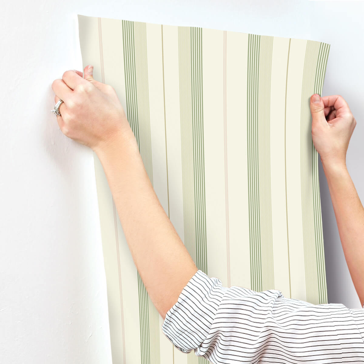 A-Street Prints Savanna Herrgard Stripe Wallpaper Sample - Green