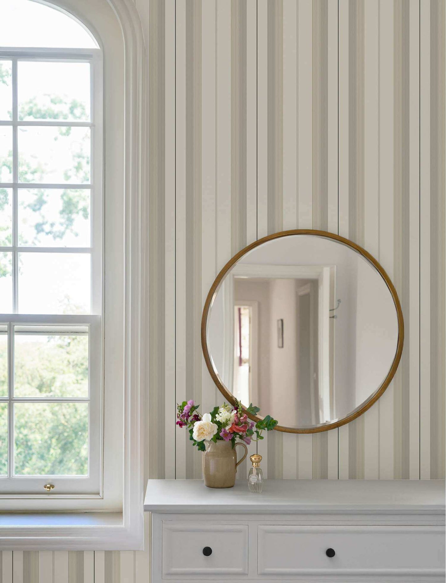 A-Street Prints Savanna Herrgard Stripe Wallpaper Sample - Neutral