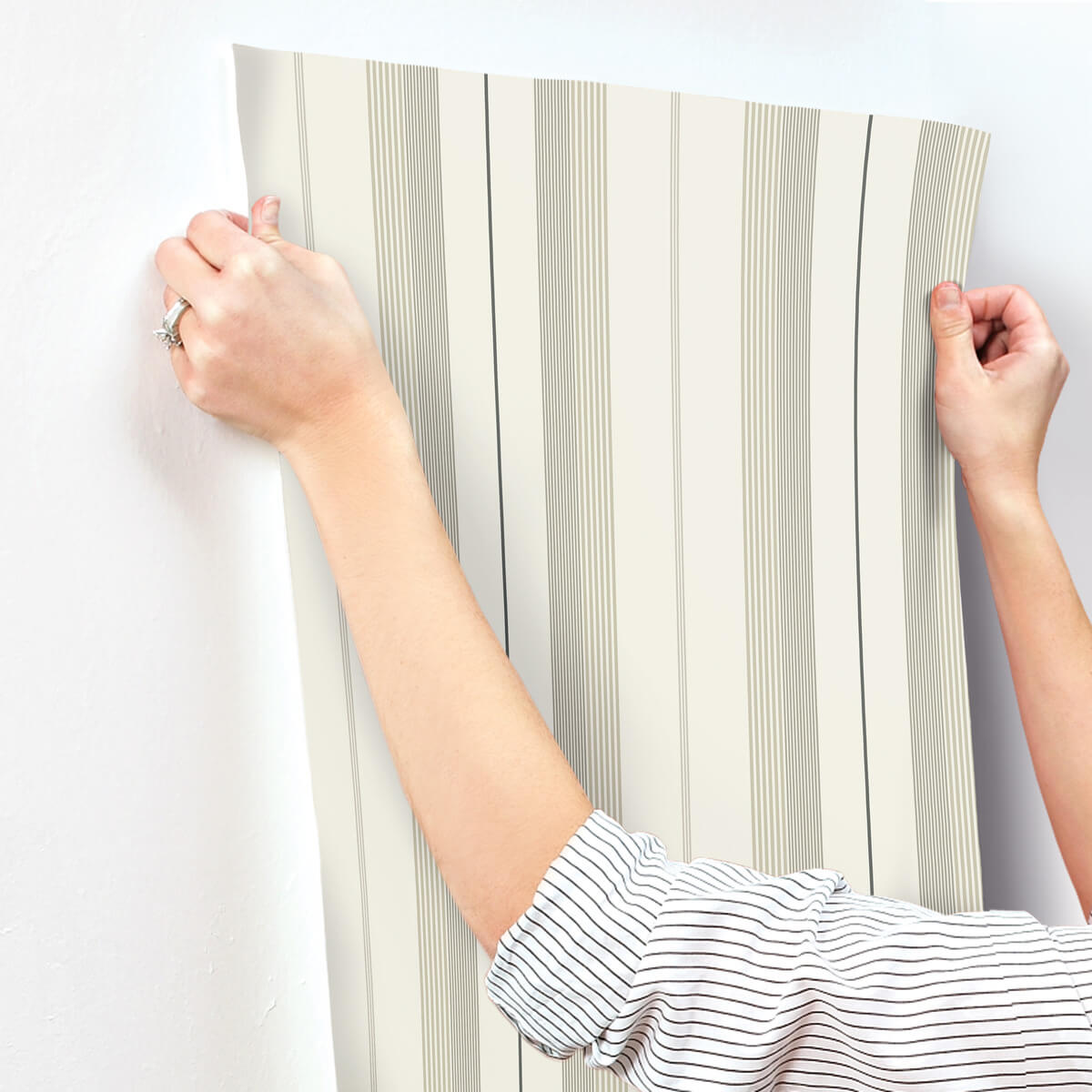 A-Street Prints Savanna Herrgard Stripe Wallpaper Sample - Neutral