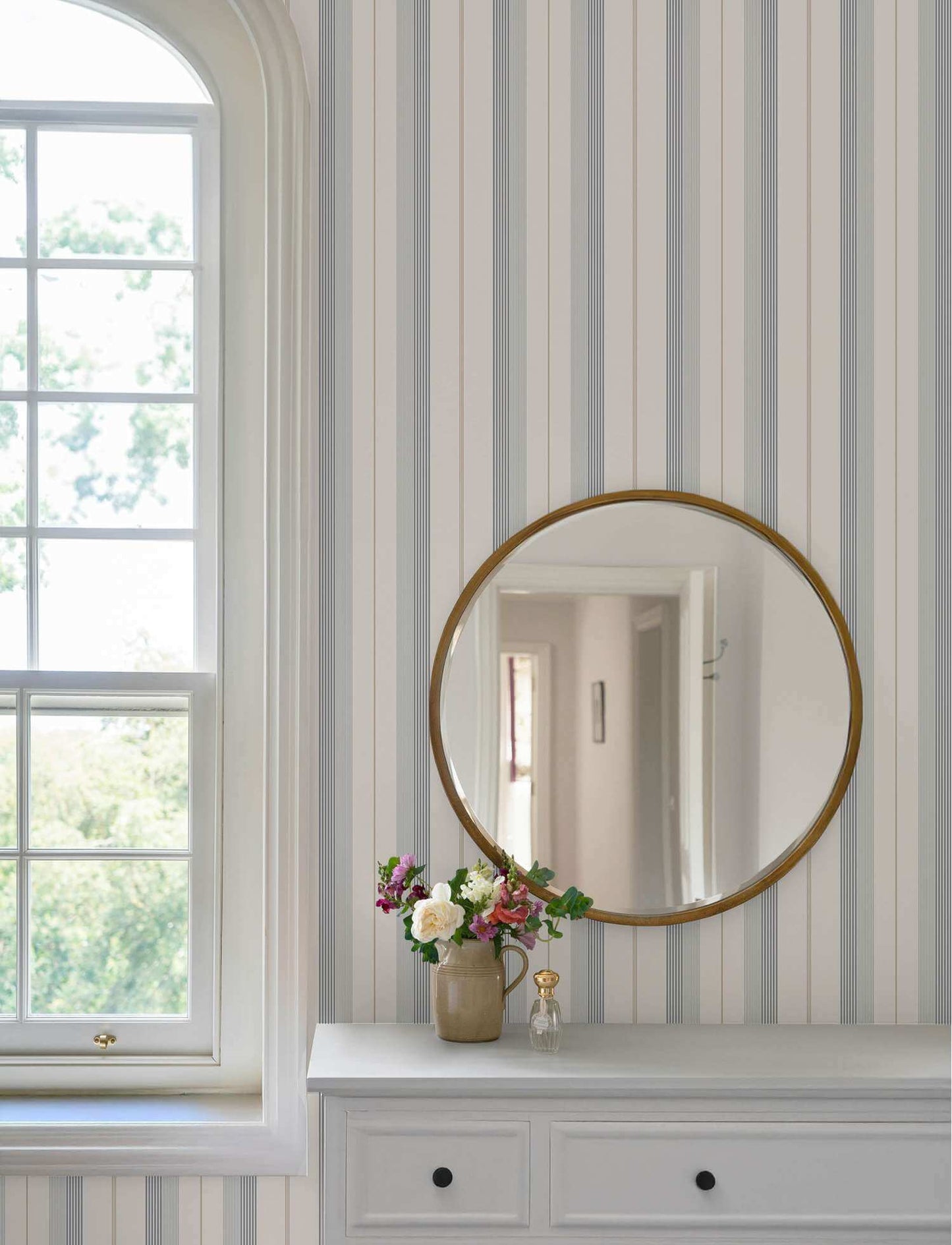 A-Street Prints Savanna Herrgard Stripe Wallpaper Sample - Light Blue