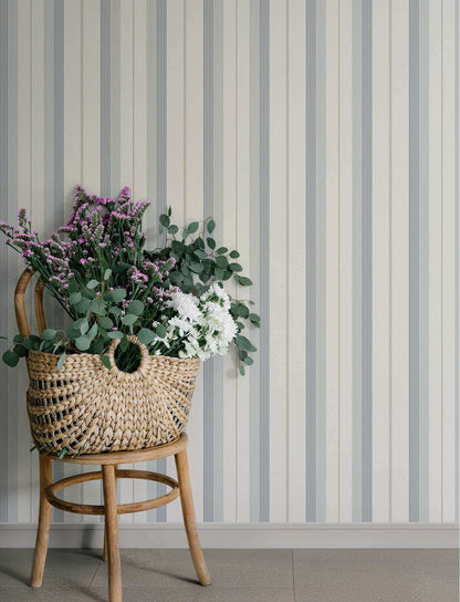 A-Street Prints Savanna Herrgard Stripe Wallpaper Sample - Light Blue