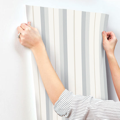 A-Street Prints Savanna Herrgard Stripe Wallpaper Sample - Light Blue