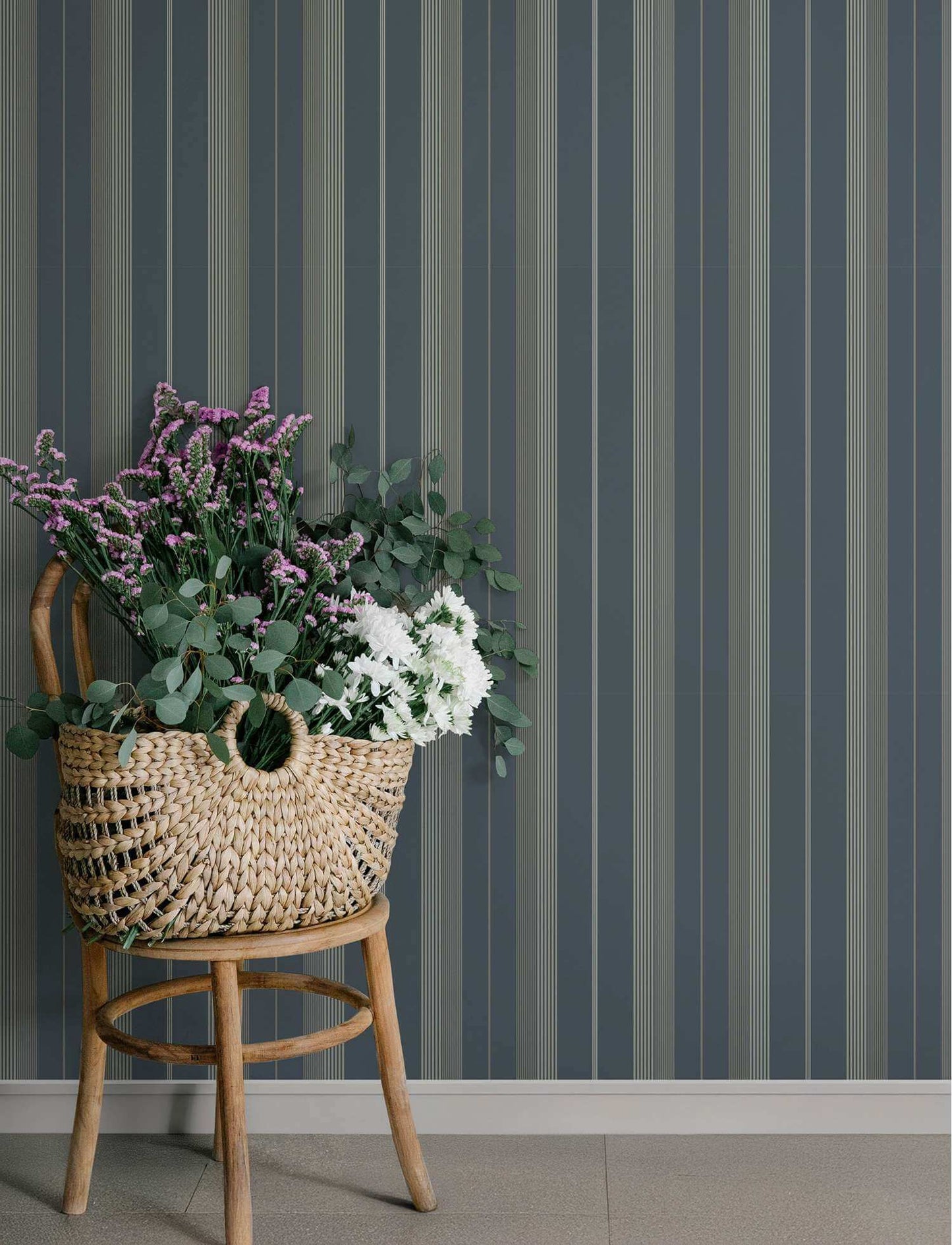A-Street Prints Savanna Herrgard Stripe Wallpaper Sample - Navy