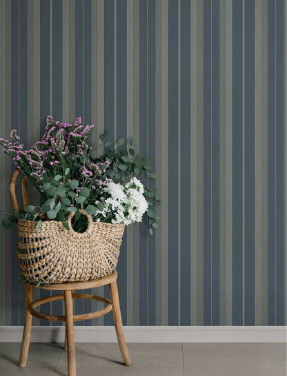 A-Street Prints Savanna Herrgard Stripe Wallpaper Sample - Navy