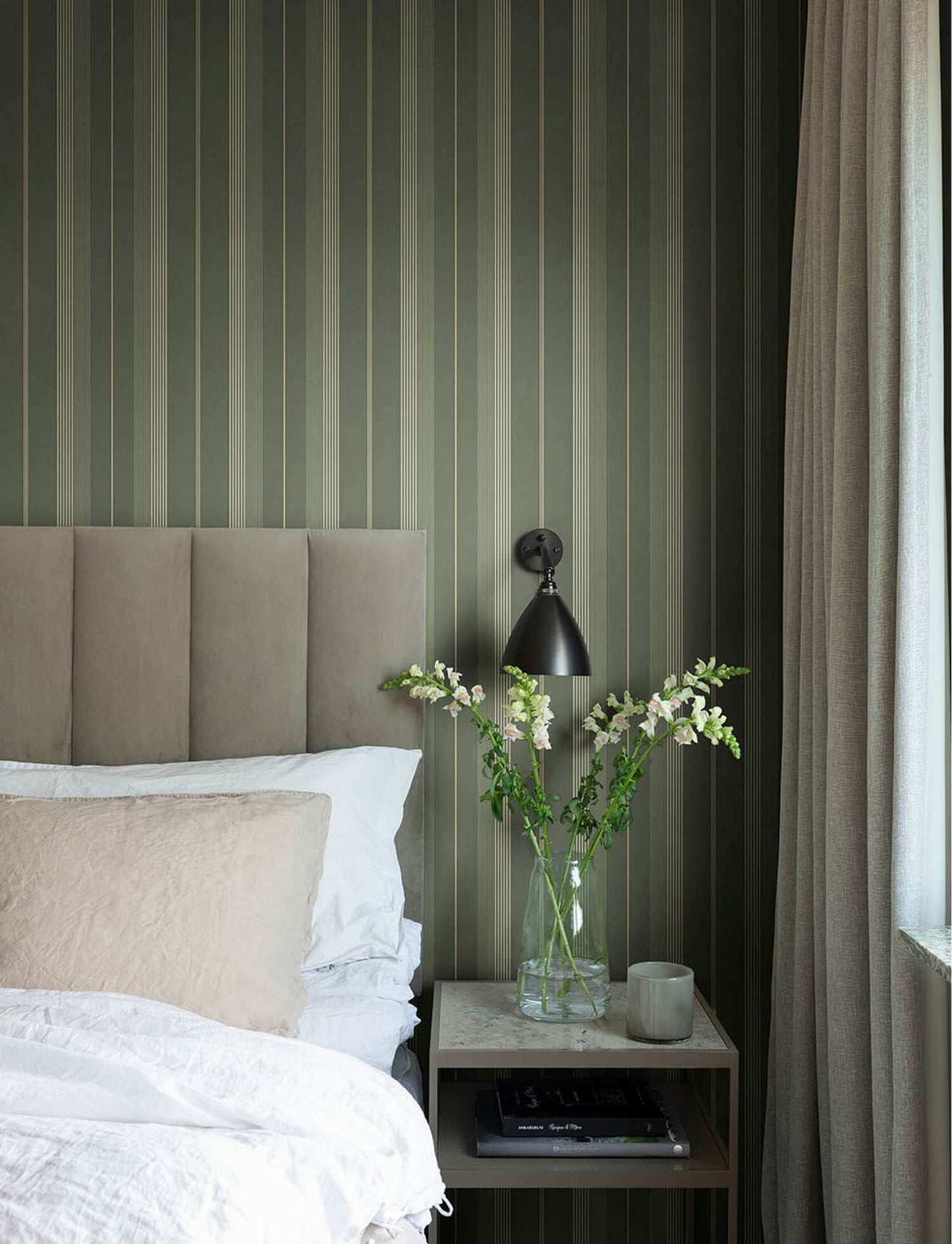 A-Street Prints Savanna Herrgard Stripe Wallpaper Sample - Evergreen