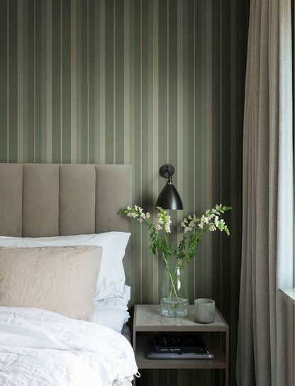 A-Street Prints Savanna Herrgard Stripe Wallpaper Sample - Evergreen