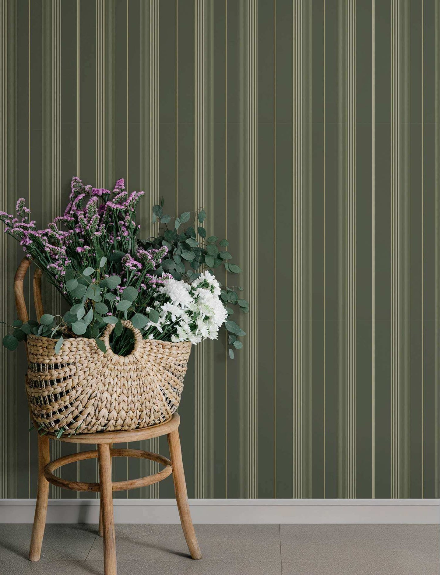 A-Street Prints Savanna Herrgard Stripe Wallpaper Sample - Evergreen