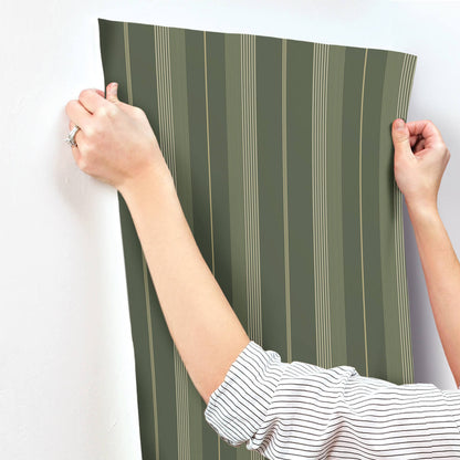 A-Street Prints Savanna Herrgard Stripe Wallpaper Sample - Evergreen