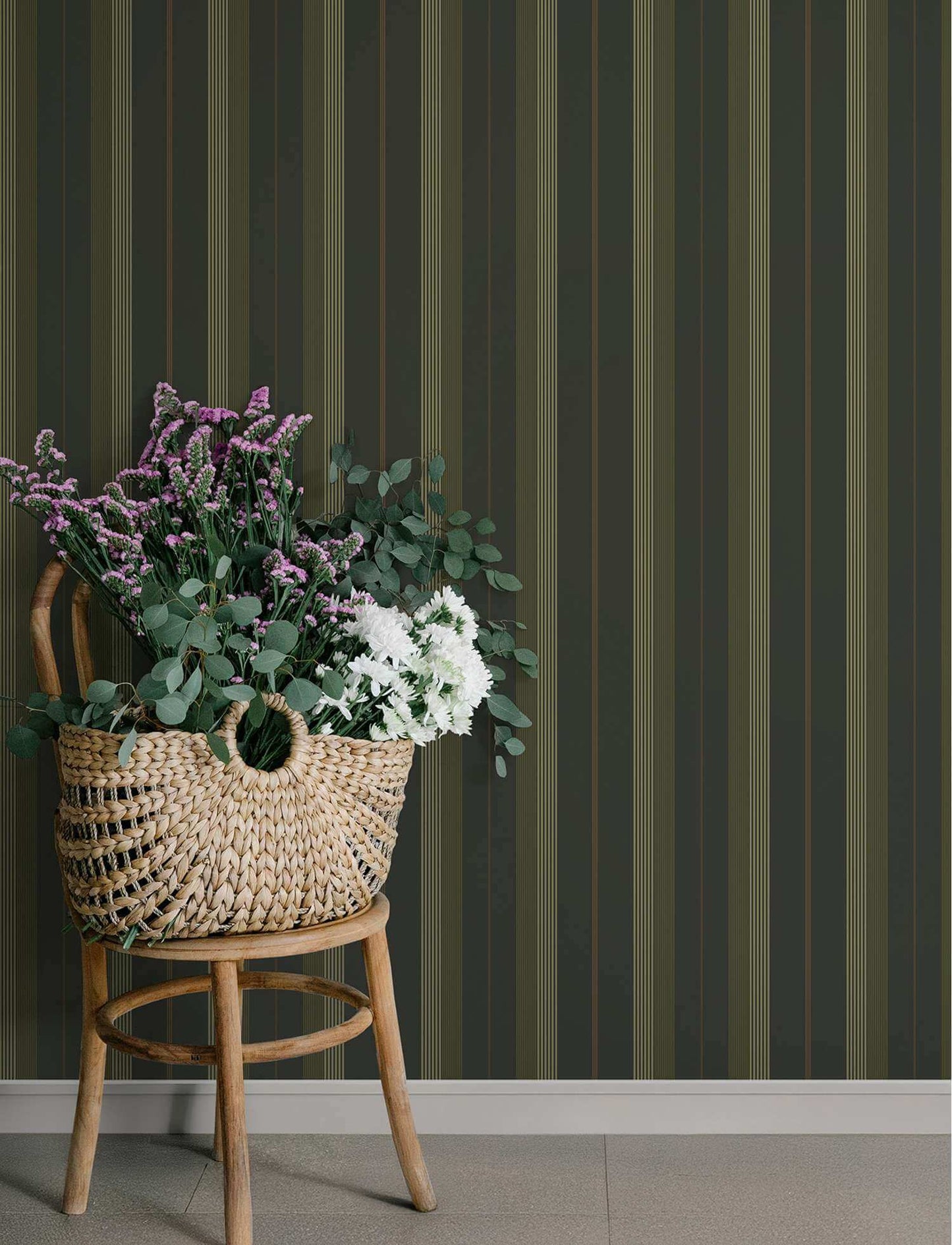 A-Street Prints Savanna Herrgard Stripe Wallpaper Sample - Black