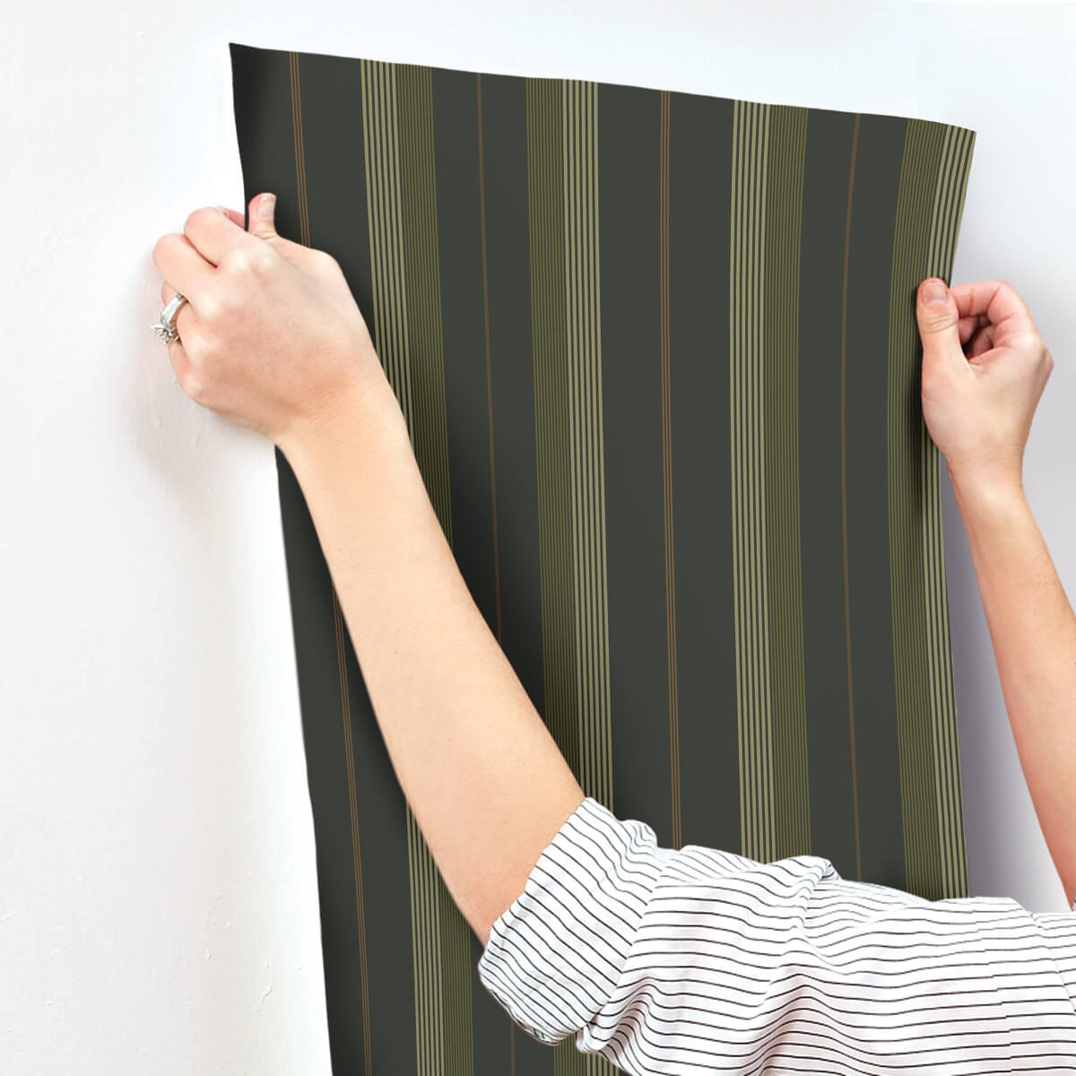A-Street Prints Savanna Herrgard Stripe Wallpaper Sample - Black