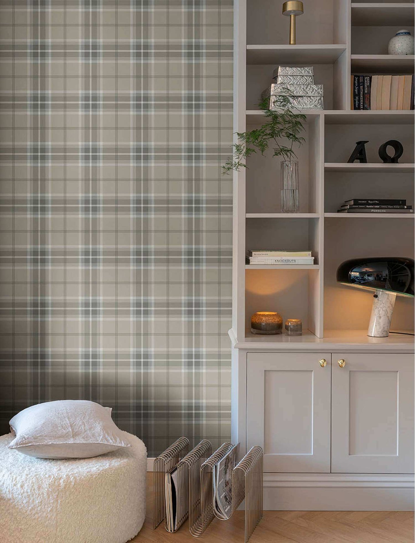 A-Street Prints Savanna Emma Plaid Wallpaper Sample - Grey