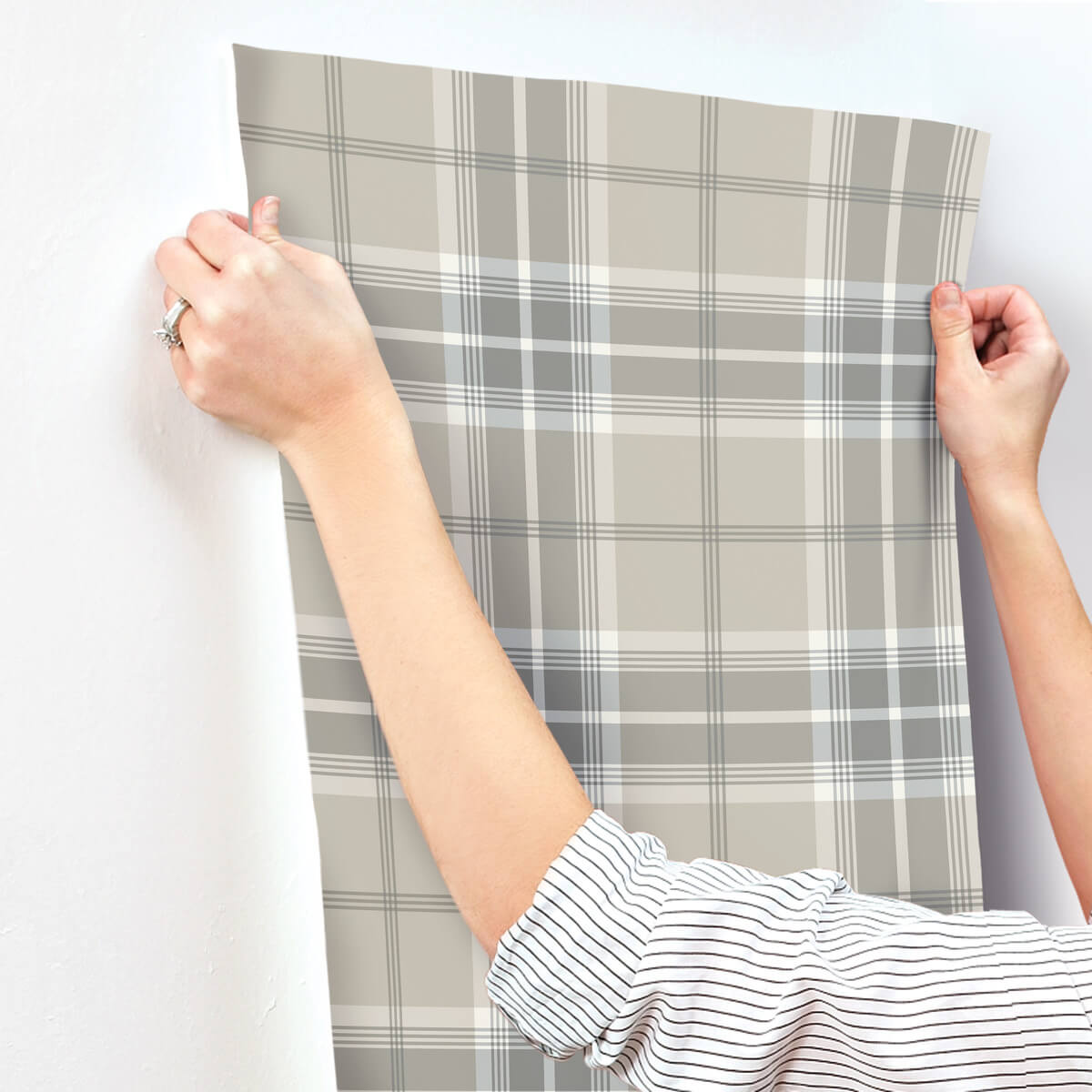 A-Street Prints Savanna Emma Plaid Wallpaper Sample - Grey