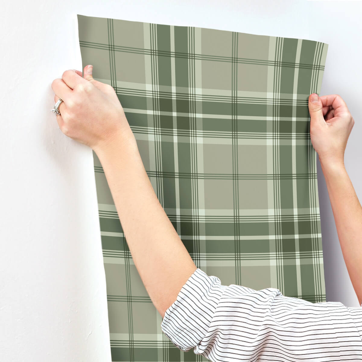 A-Street Prints Savanna Emma Plaid Wallpaper Sample - Evergreen