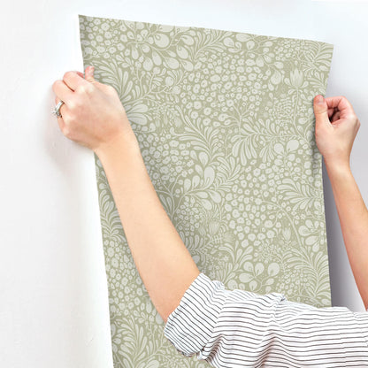 A-Street Prints Savanna Siv Botanical Wallpaper Sample - Sage