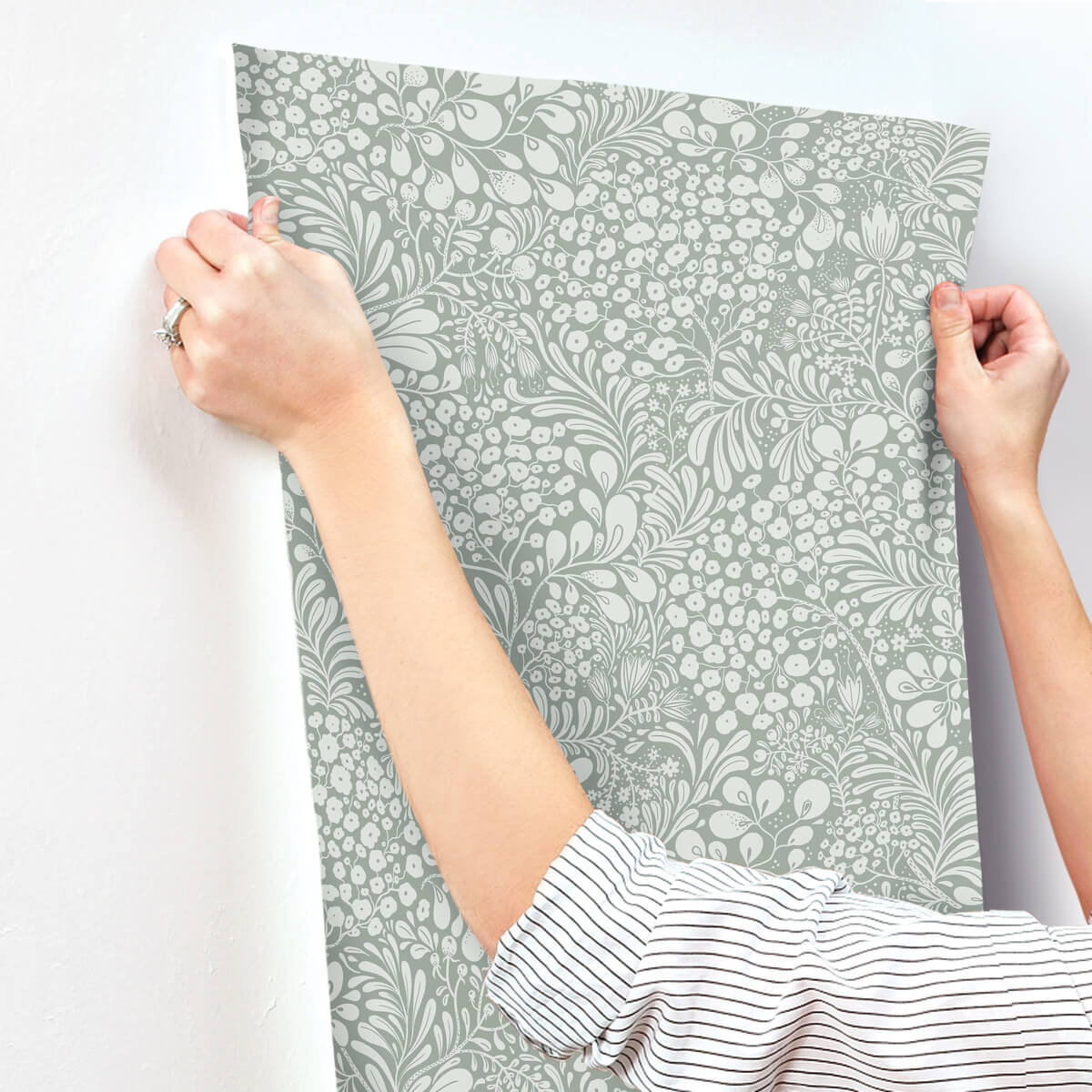 A-Street Prints Savanna Siv Botanical Wallpaper Sample - Slate
