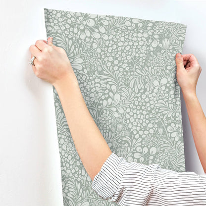 A-Street Prints Savanna Siv Botanical Wallpaper Sample - Slate