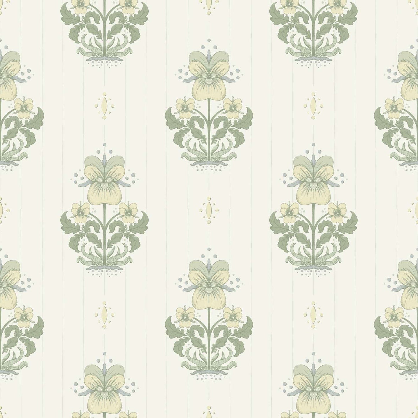 A-Street Prints Savanna Gullvie Pansies Wallpaper Sample - White
