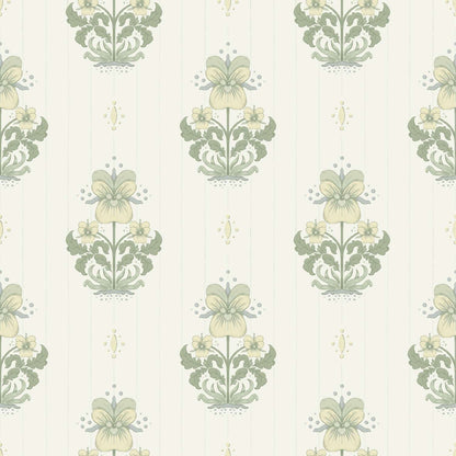 A-Street Prints Savanna Gullvie Pansies Wallpaper Sample - White