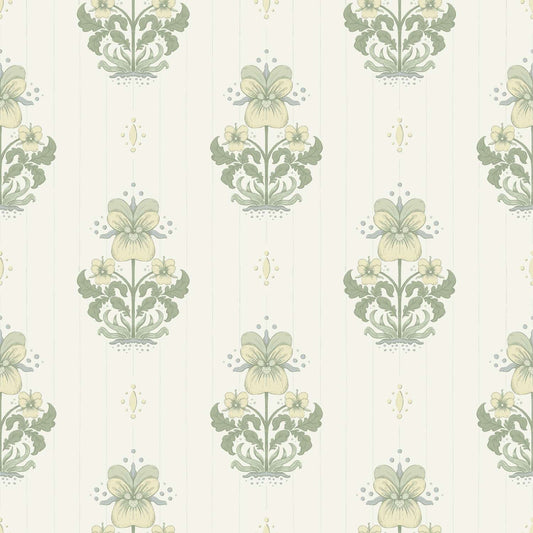 A-Street Prints Savanna Gullvie Pansies Wallpaper - White