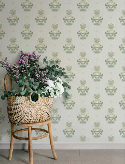A-Street Prints Savanna Gullvie Pansies Wallpaper Sample - White