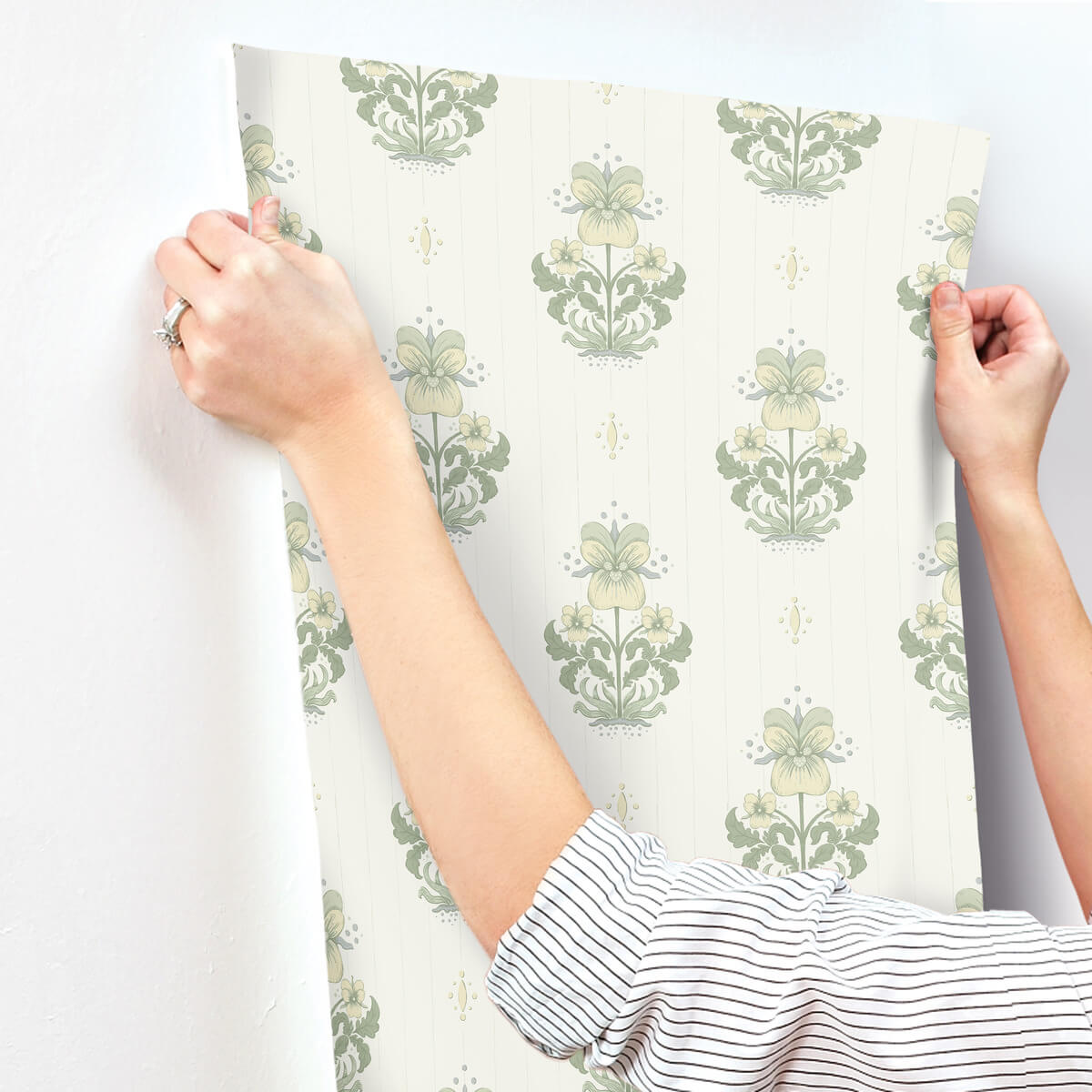 A-Street Prints Savanna Gullvie Pansies Wallpaper Sample - White