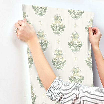 A-Street Prints Savanna Gullvie Pansies Wallpaper Sample - White