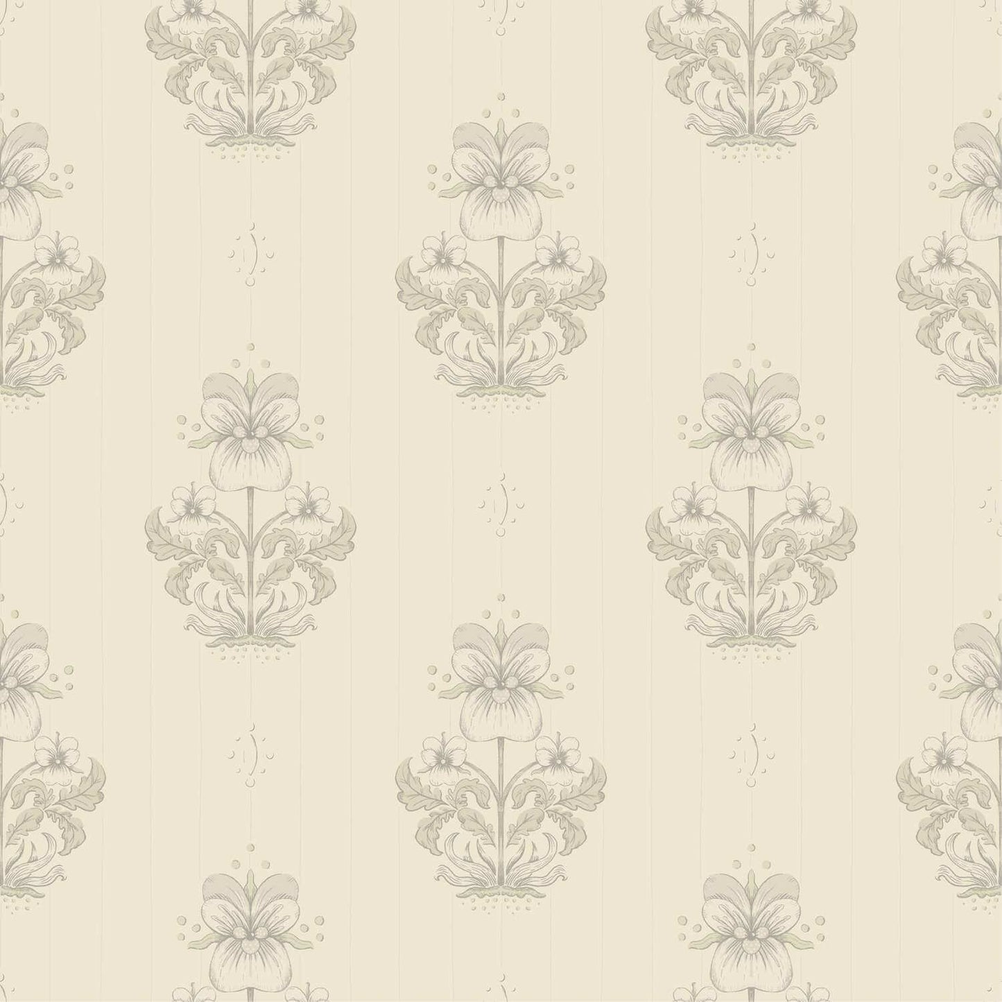 A-Street Prints Savanna Gullvie Pansies Wallpaper - Cream