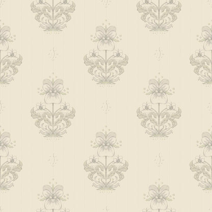 A-Street Prints Savanna Gullvie Pansies Wallpaper - Cream