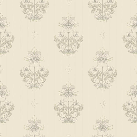 A-Street Prints Savanna Gullvie Pansies Wallpaper - Cream