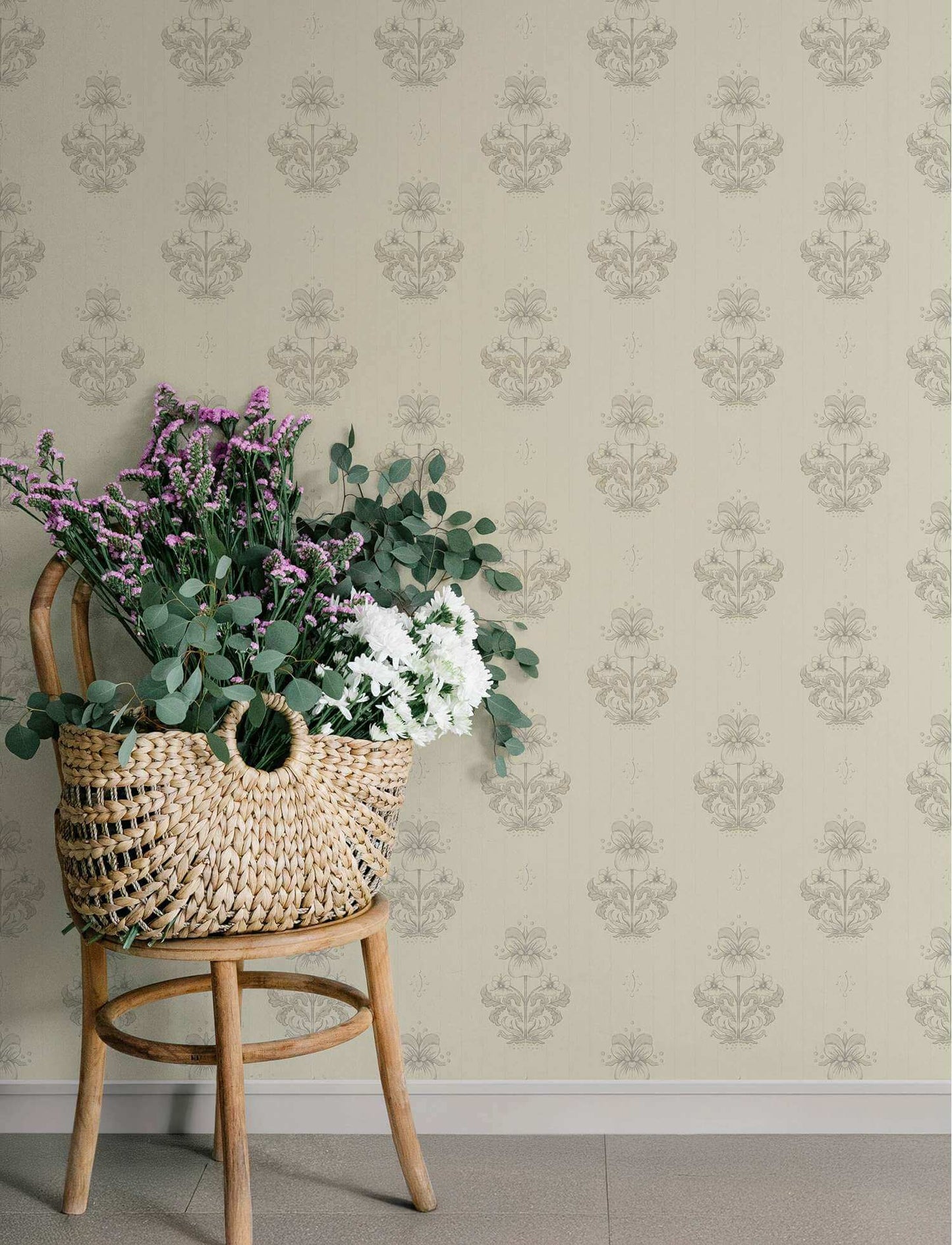 A-Street Prints Savanna Gullvie Pansies Wallpaper - Cream