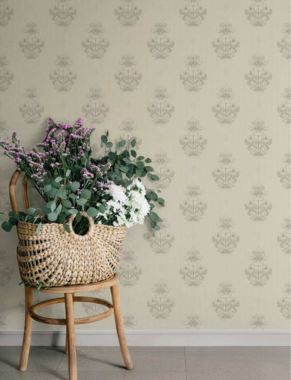 A-Street Prints Savanna Gullvie Pansies Wallpaper - Cream